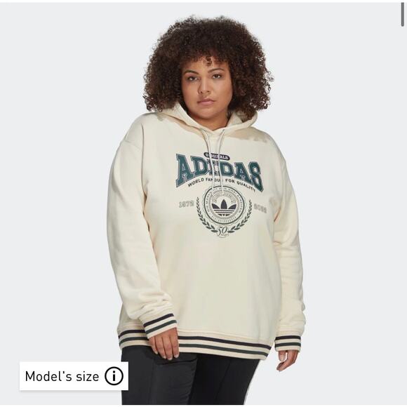 Adidas Womens Originals Wonder White Class of 72 Hoodie Sweatshirt PLUS 1X NWT - Picture 1 of 11